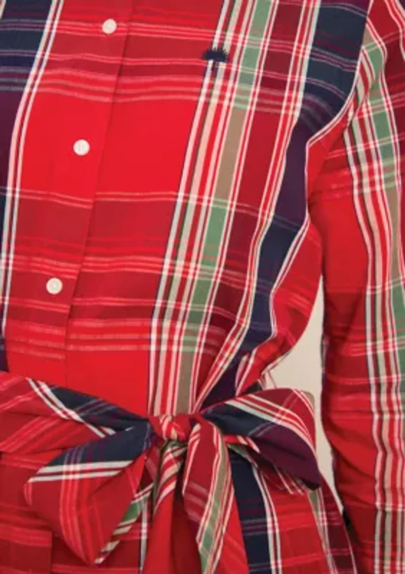 Sewing Down South x Crown & Ivy™ Sew Merry Long Sleeve Shirt Dress with Sash