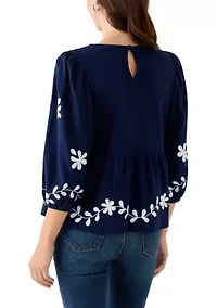 Women's 3/4 Sleeve Peplum Top