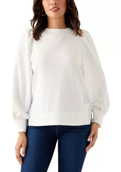Women's Long Bow Puff Sleeve Sweatshirt