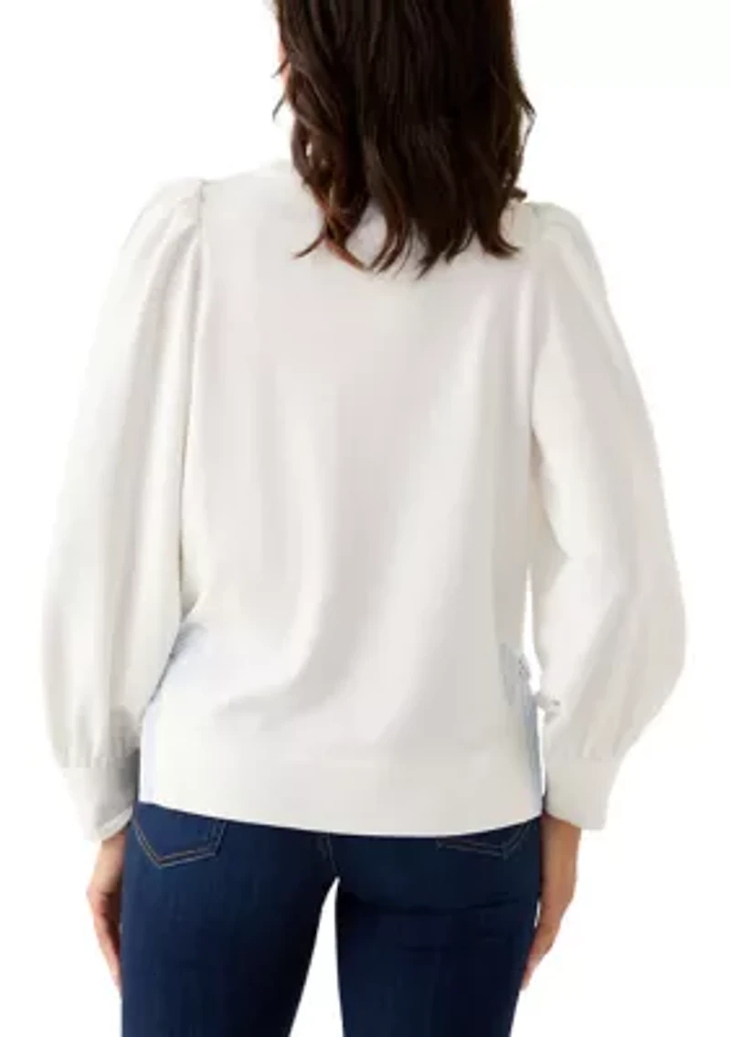 Women's Long Bow Puff Sleeve Sweatshirt