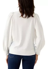 Women's Long Bow Puff Sleeve Sweatshirt