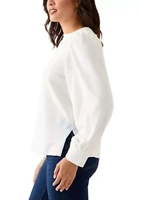 Women's Long Bow Puff Sleeve Sweatshirt