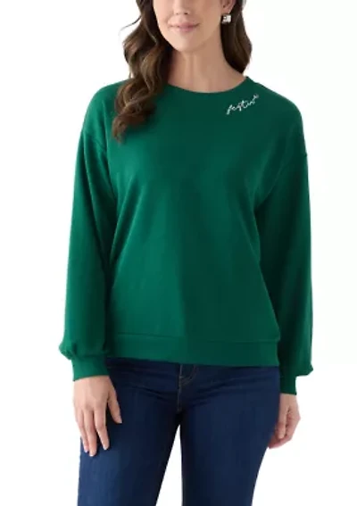 Women's Long Sleeve Embroidered Sweatshirt