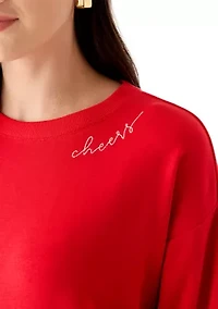 Women's Long Sleeve Embroidered Sweatshirt