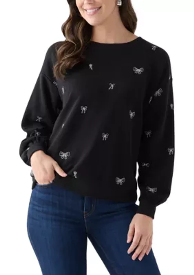 Women's Long Sleeve Embroidered Sweatshirt