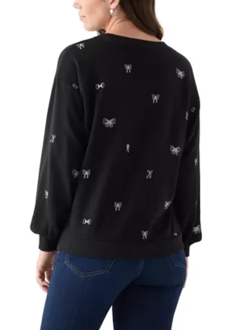 Women's Long Sleeve Embroidered Sweatshirt