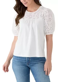 Women's Elbow Eyelet Sleeve Tee