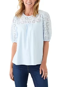 Women's Elbow Eyelet Sleeve Tee