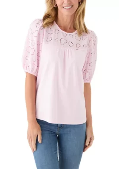 Women's Elbow Eyelet Sleeve Tee