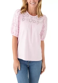 Women's Elbow Eyelet Sleeve Tee