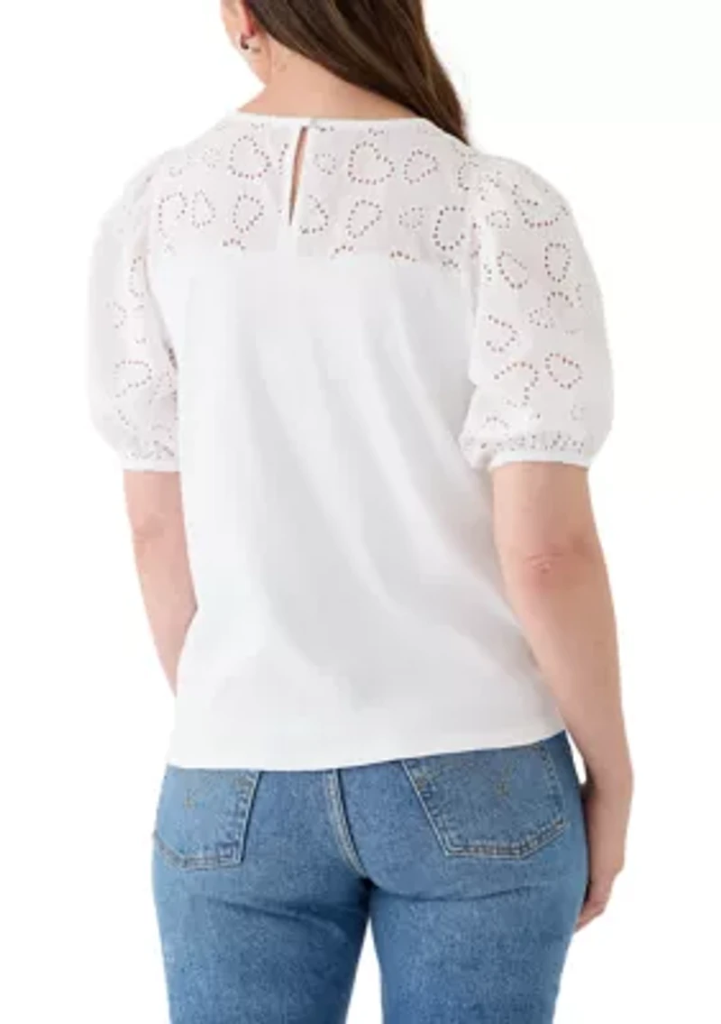 Women's Elbow Eyelet Sleeve Tee