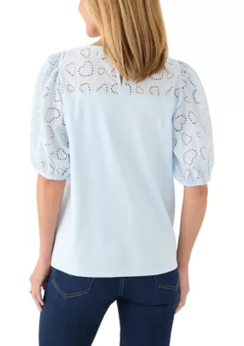 Women's Elbow Eyelet Sleeve Tee