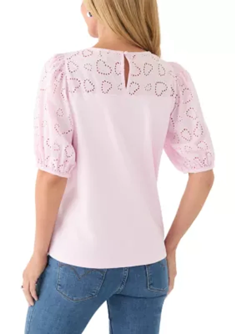 Women's Elbow Eyelet Sleeve Tee