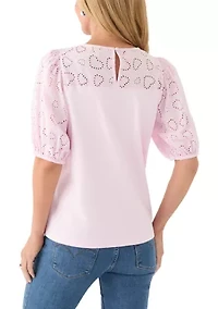 Women's Elbow Eyelet Sleeve Tee