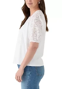 Women's Elbow Eyelet Sleeve Tee