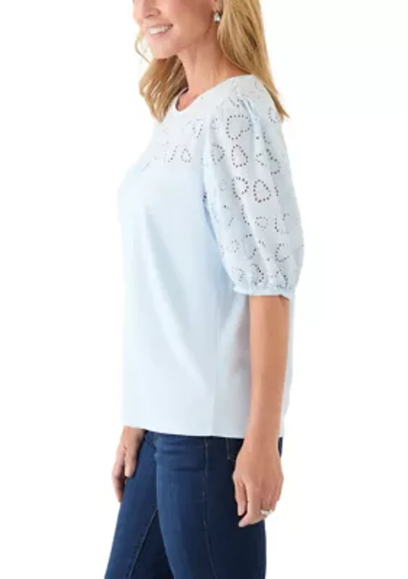 Women's Elbow Eyelet Sleeve Tee