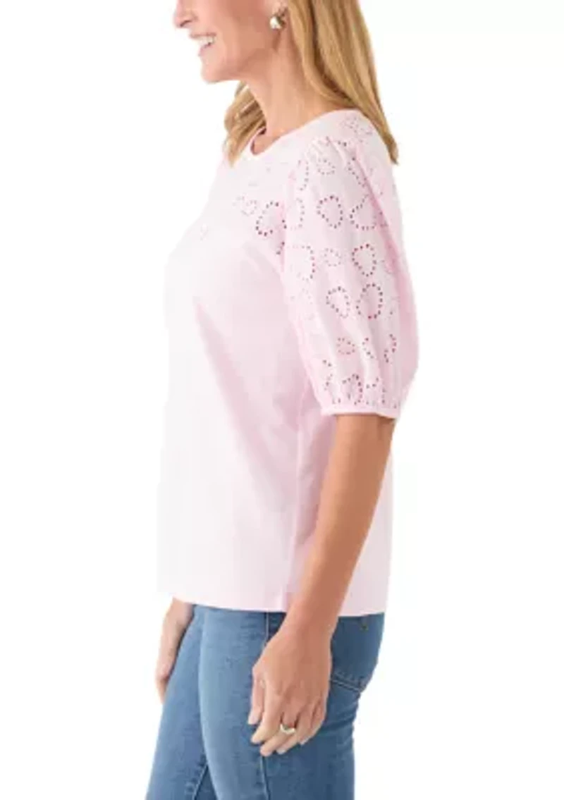 Women's Elbow Eyelet Sleeve Tee