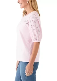 Women's Elbow Eyelet Sleeve Tee