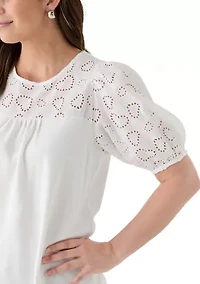 Women's Elbow Eyelet Sleeve Tee