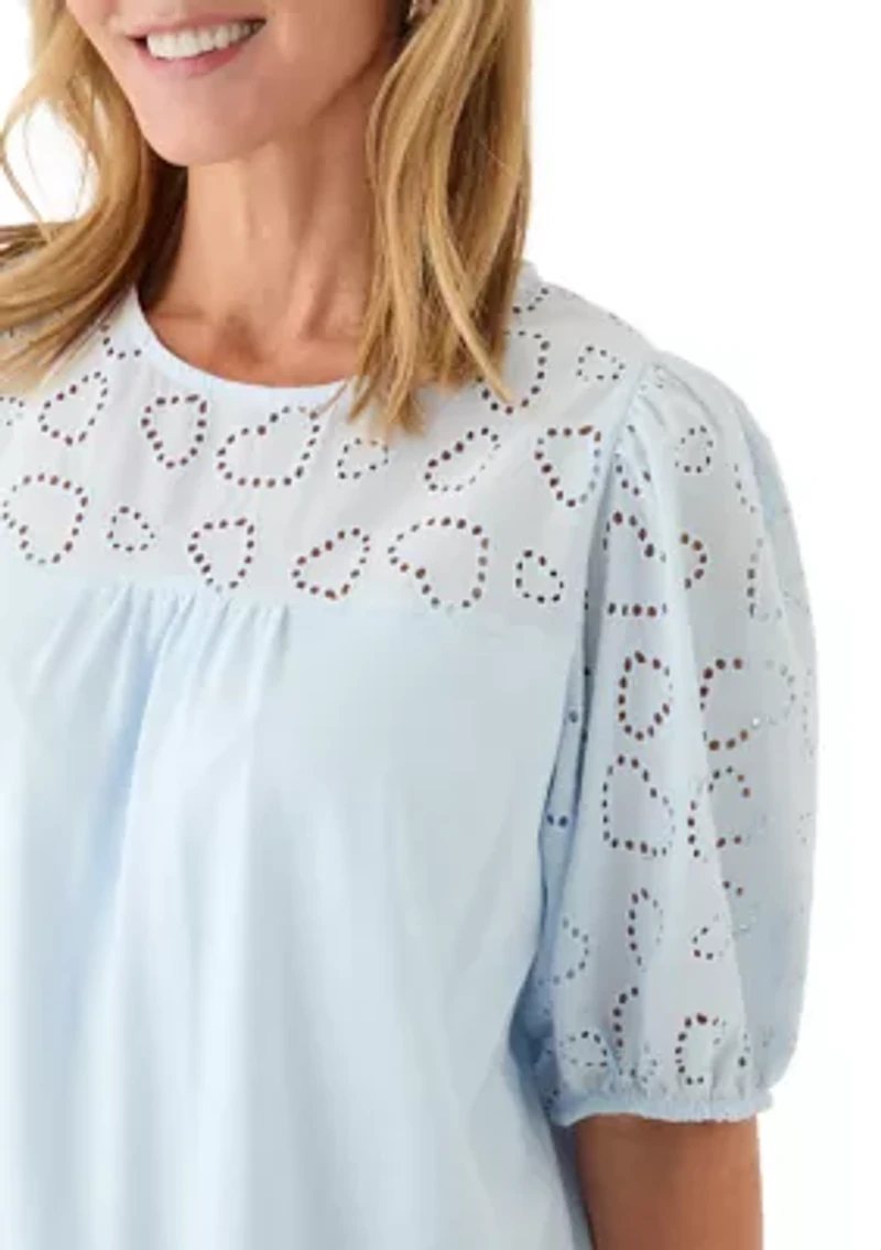 Women's Elbow Eyelet Sleeve Tee
