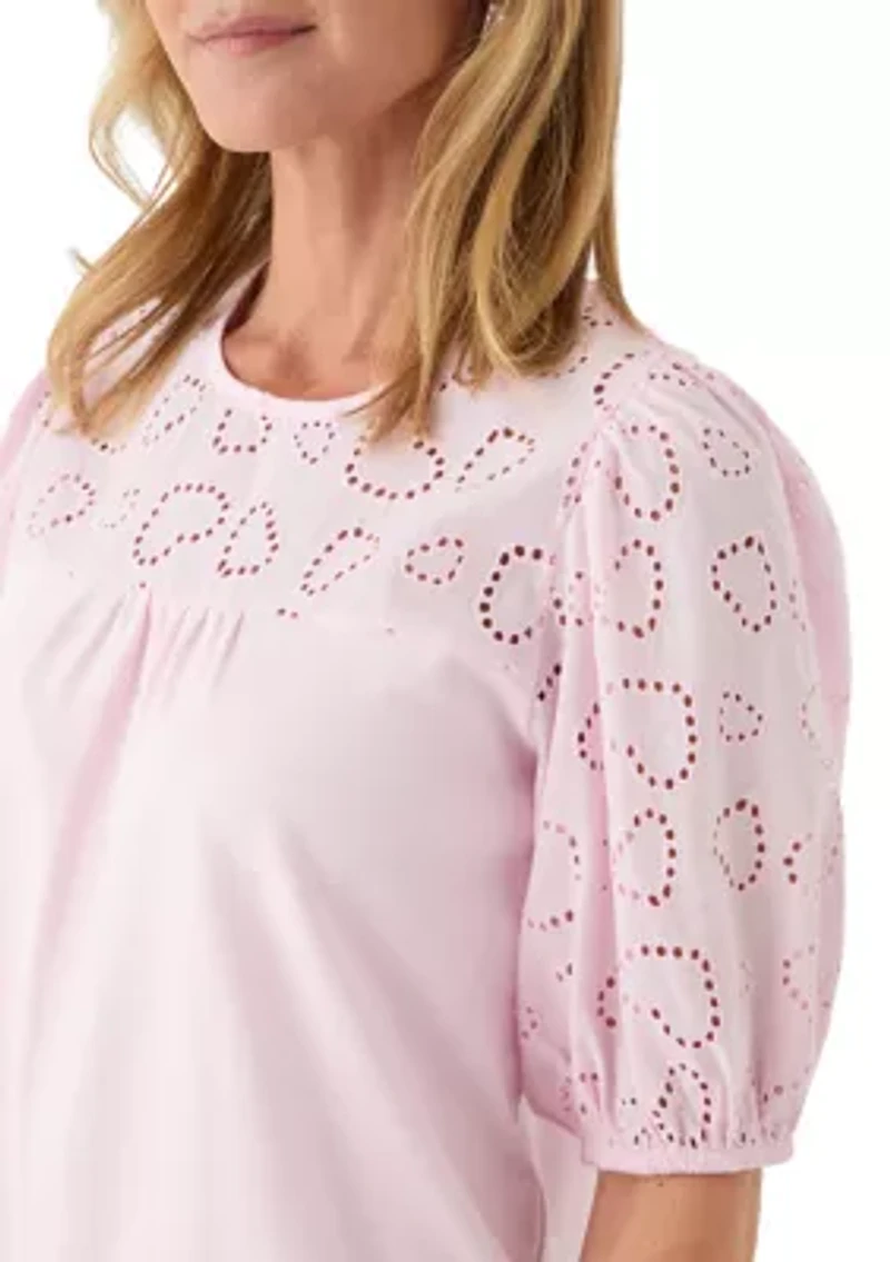 Women's Elbow Eyelet Sleeve Tee
