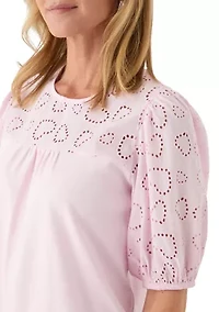 Women's Elbow Eyelet Sleeve Tee