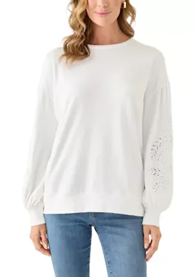 Women's Eyelet Sleeve Sweater