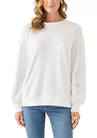 Women's Eyelet Sleeve Sweater
