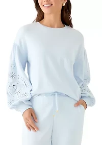 Women's Eyelet Sleeve Sweater
