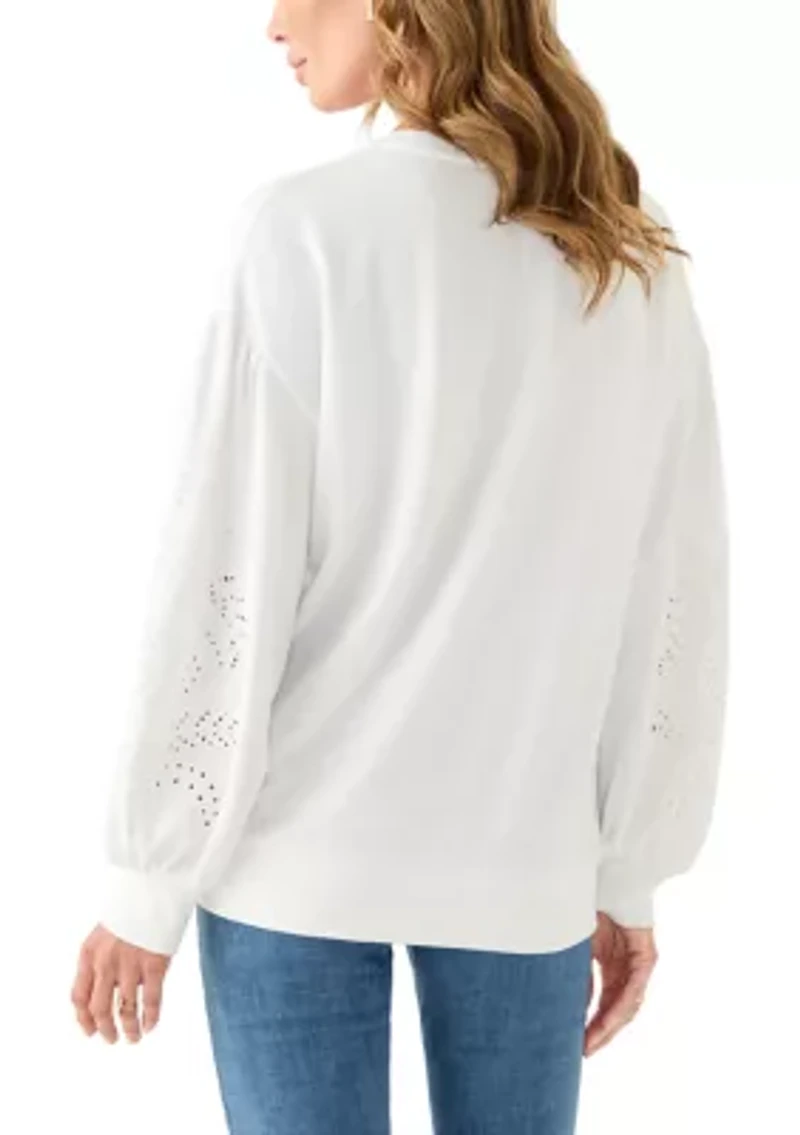 Women's Eyelet Sleeve Sweater