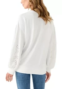 Women's Eyelet Sleeve Sweater