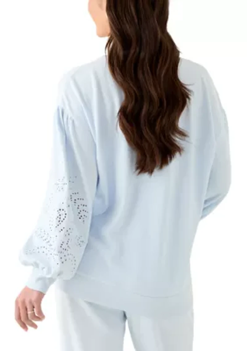 Women's Eyelet Sleeve Sweater