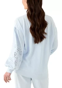 Women's Eyelet Sleeve Sweater