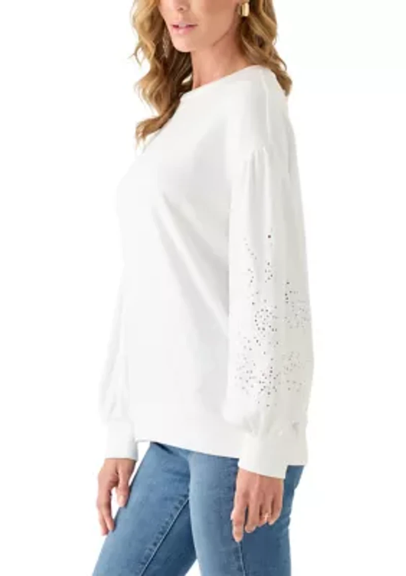 Women's Eyelet Sleeve Sweater