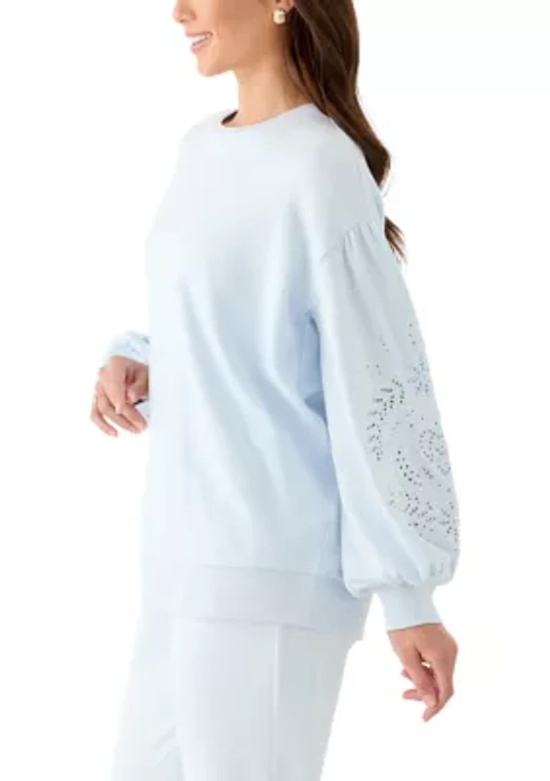 Women's Eyelet Sleeve Sweater