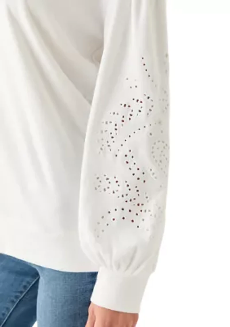 Women's Eyelet Sleeve Sweater