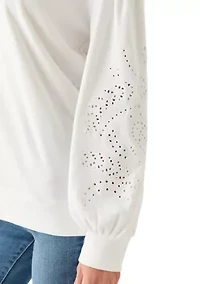 Women's Eyelet Sleeve Sweater