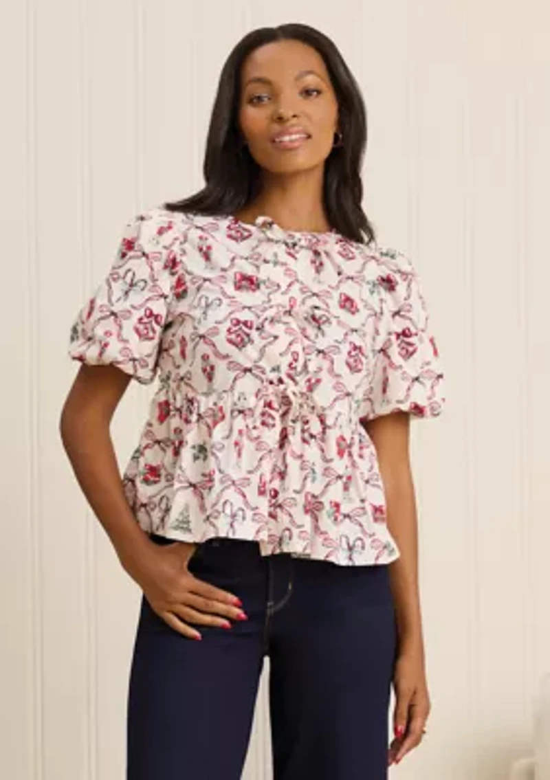 Sewing Down South x Crown & Ivy™ Sew Merry Tie Front Blouse