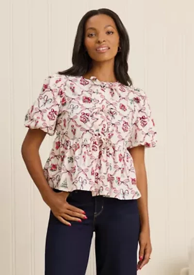Sewing Down South x Crown & Ivy™ Sew Merry Tie Front Blouse