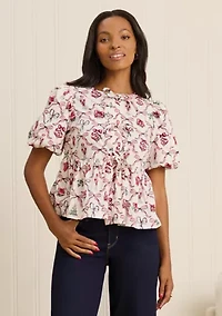 Sewing Down South x Crown & Ivy™ Sew Merry Tie Front Blouse