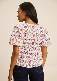 Sewing Down South x Crown & Ivy™ Sew Merry Tie Front Blouse