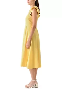 Women's Sleeveless Embroidered Ruffle Dress