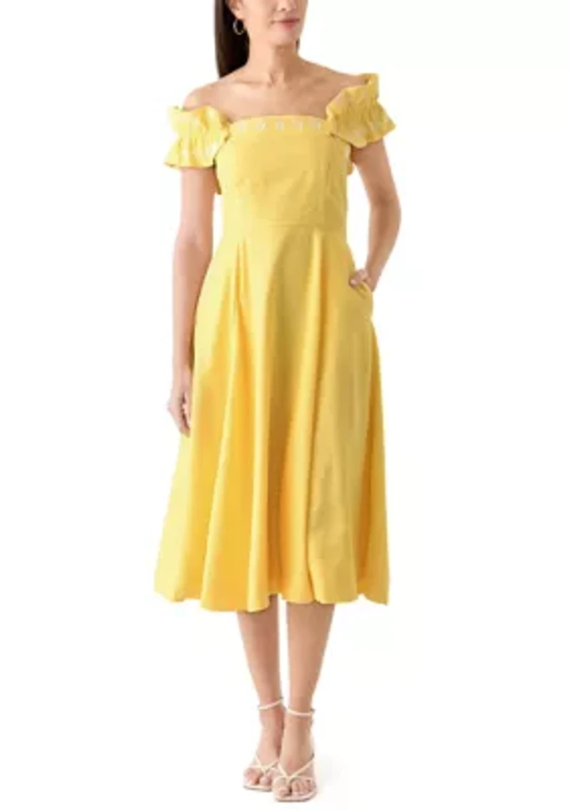 Women's Sleeveless Embroidered Ruffle Dress