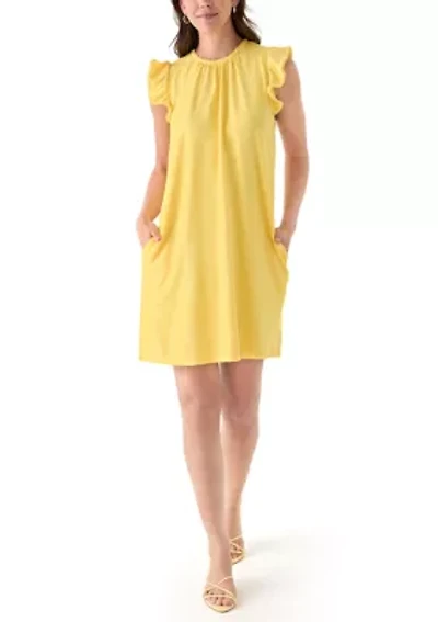Women's Flutter Sleeve Trim Dress