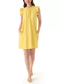 Women's Flutter Sleeve Trim Dress