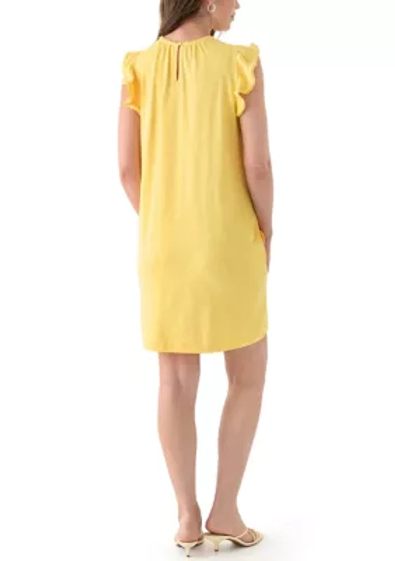 Women's Flutter Sleeve Trim Dress