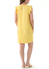 Women's Flutter Sleeve Trim Dress