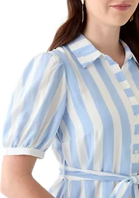 Women's Short Sleeve Belted Printed Shirtdress