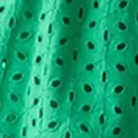 Women's Short Sleeve Eyelet Piped Dress