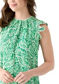 Women's Sleeveless Flutter Trim Dress